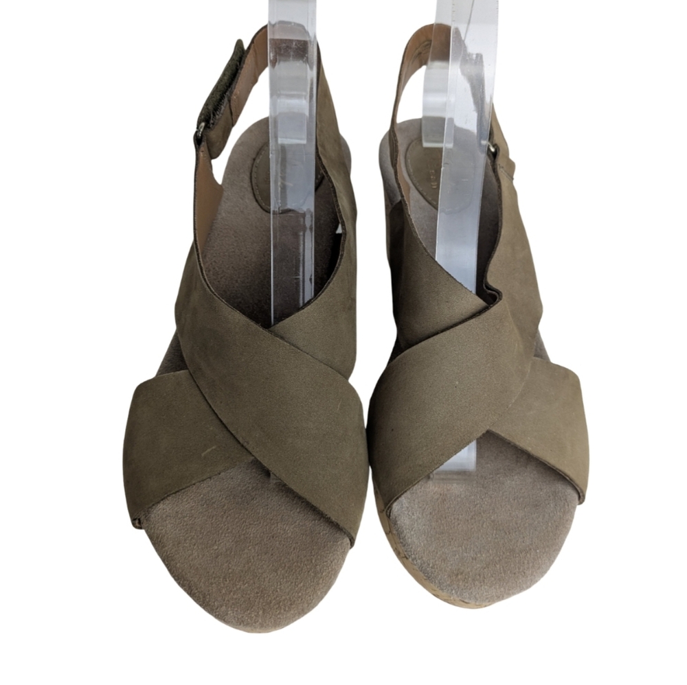 Clarks Women's Wedge Sandals 8 Tan Leather - Picture 13 of 14